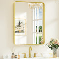 Keonjinn Gold Bathroom Mirror 24 x 32 in Rounded Rectangle - Modern