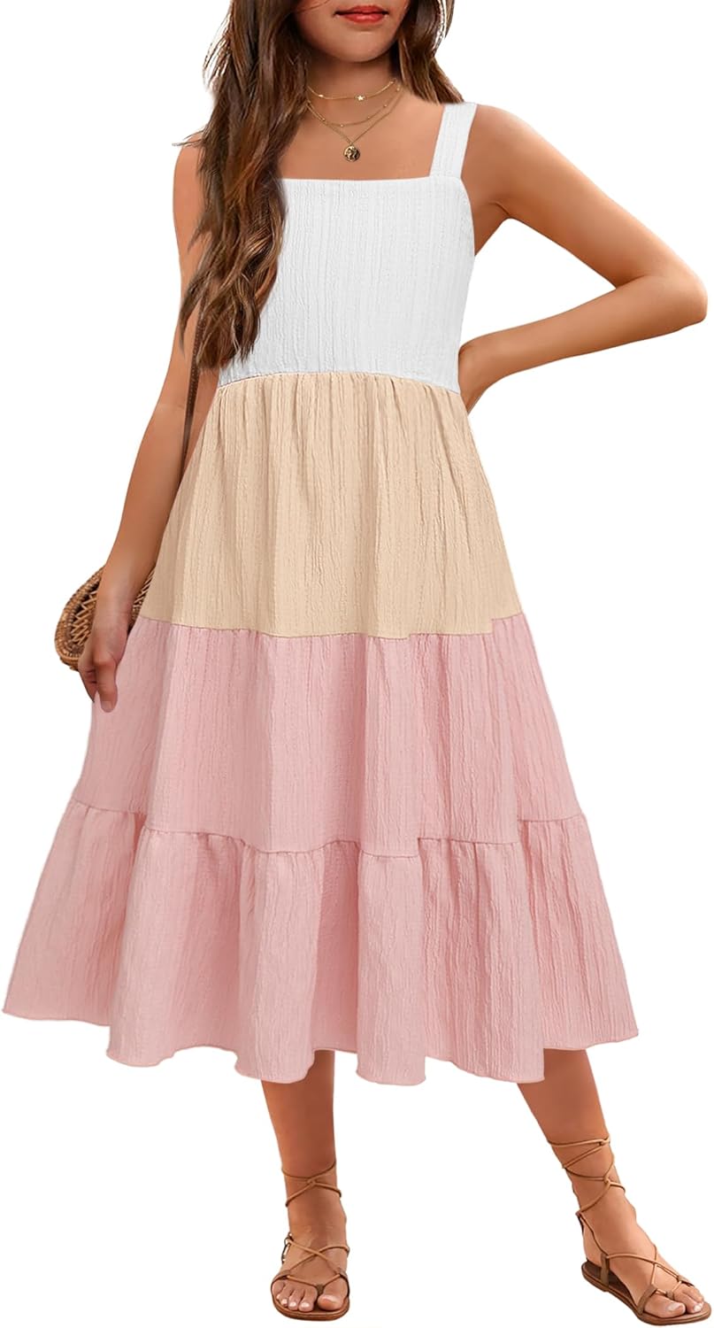 Arshiner Girl's Sundresses Summer Boho Strap Maxi Dresses