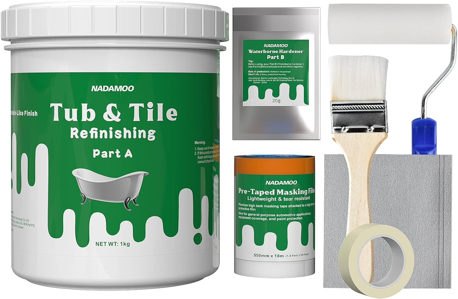 NADAMOO Tub and Tile Refinishing Kit for DIY Bathroom Projects