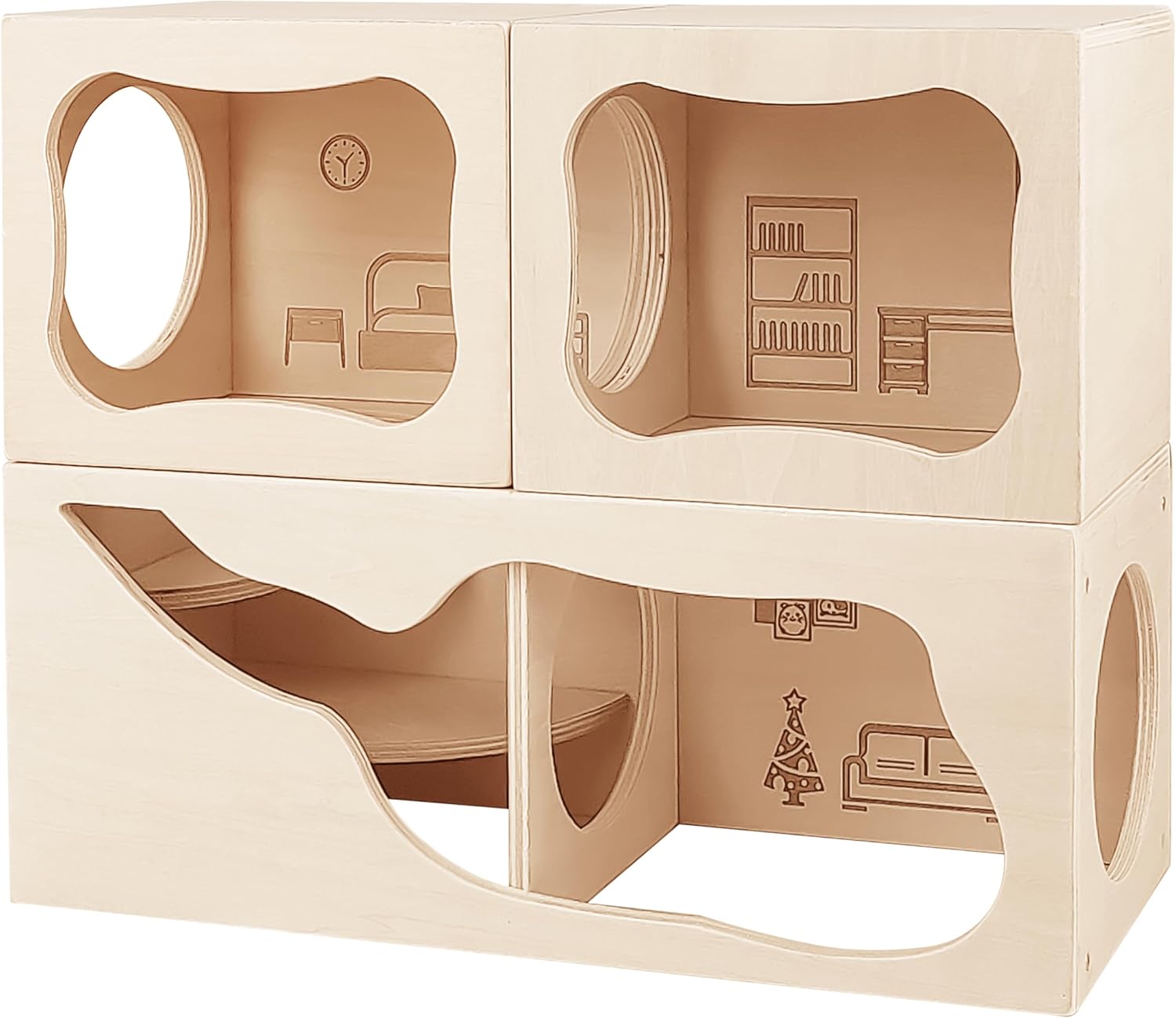 Hamster Hideout Wooden House for Small Animal Habitat Fun
