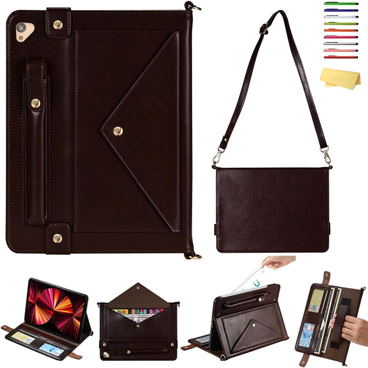 Crossbody Handbag Case for iPad Pro 12.9 Inch with Pencil Holder