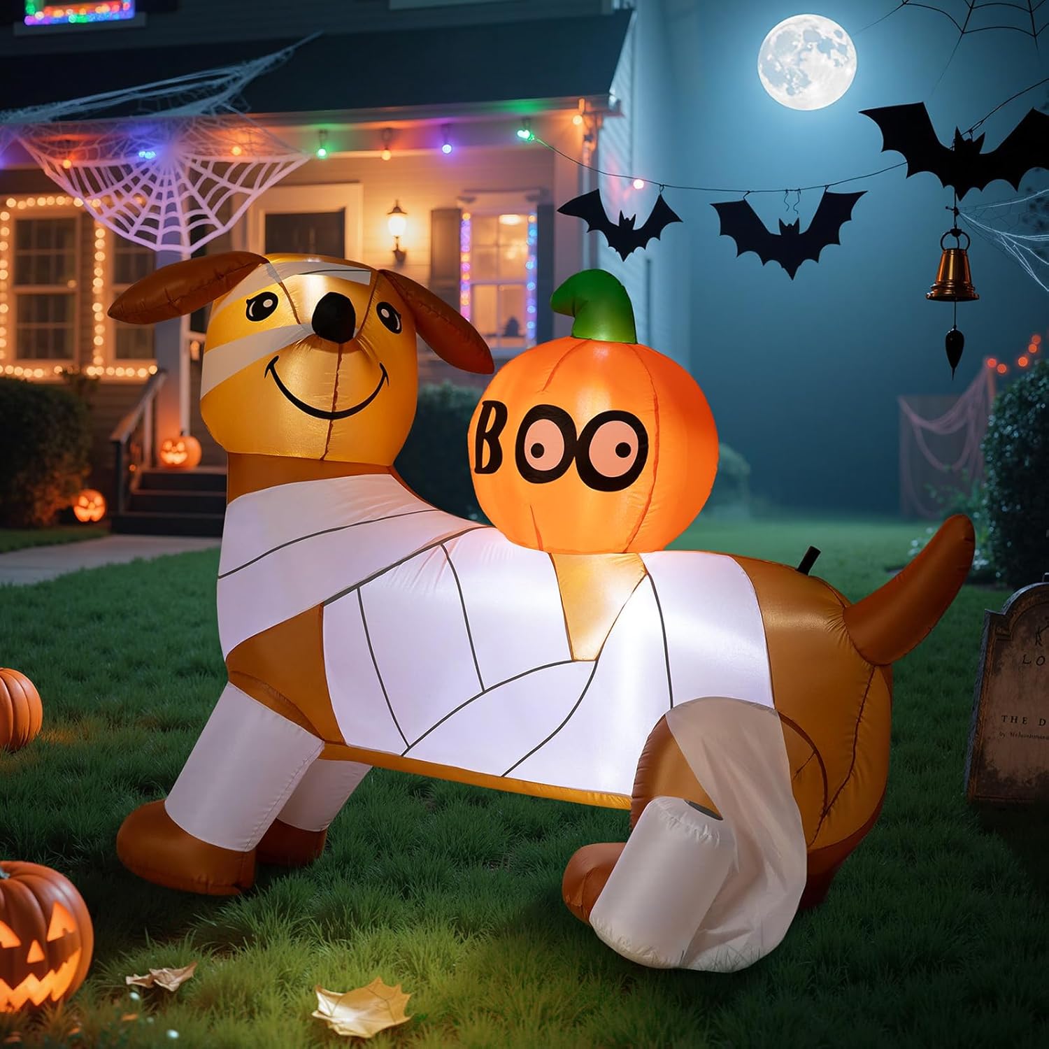 5FT Halloween Inflatable Mummy Dog Decoration for Your Yard