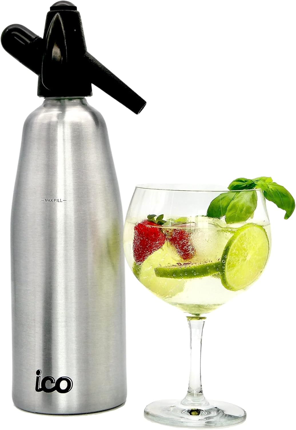 ICO Sparkling Water Maker with CO2 Cartridges for Fresh Soda & Cocktails!