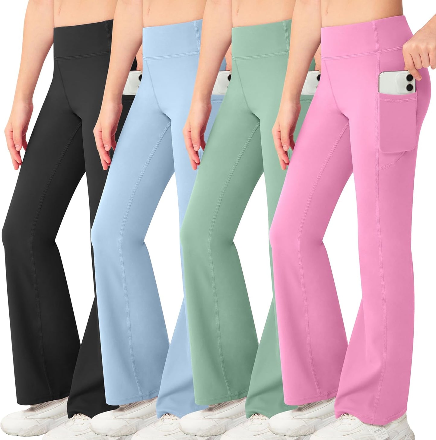 NORMOV Girl's Bootcut Yoga Pants with Pockets for Comfort