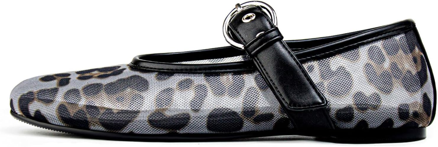 Leopard Flats for Women - Chic Mary Jane Ballet Shoes Style