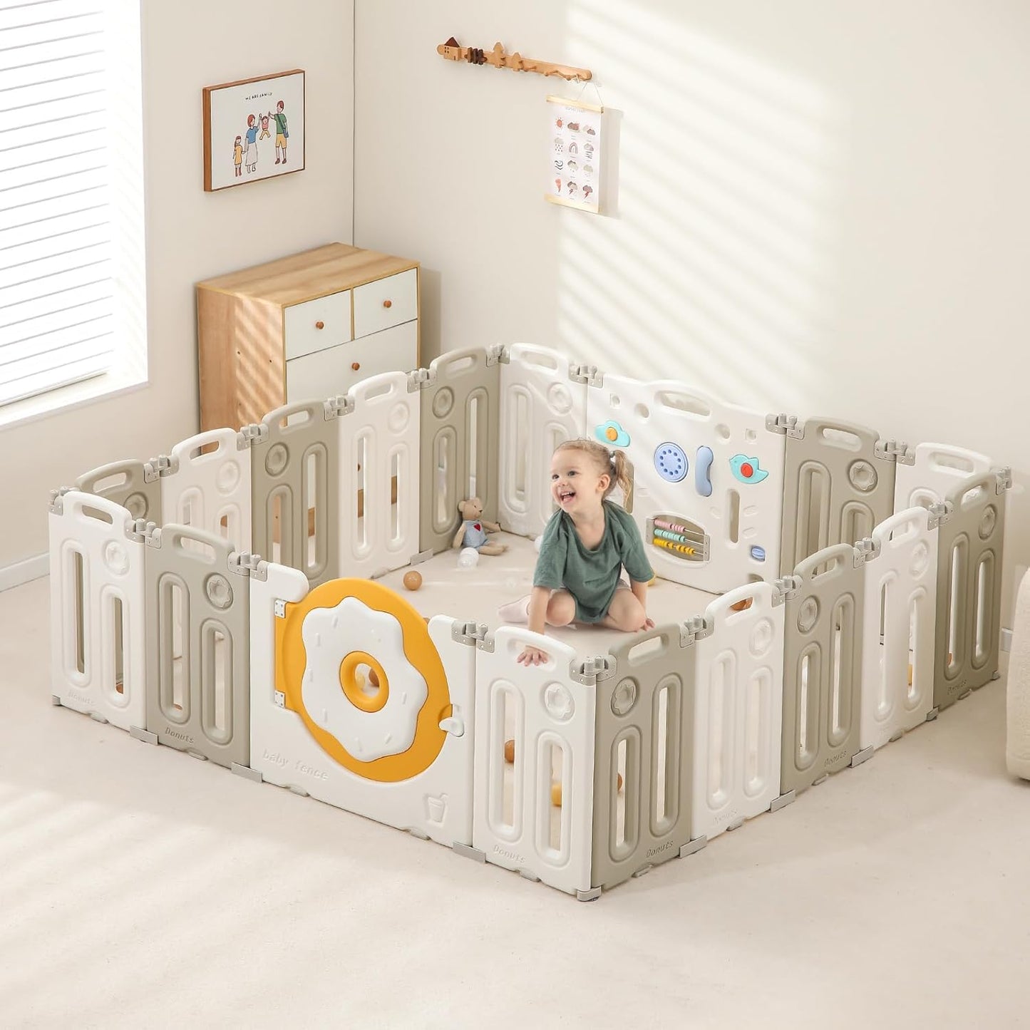 Foldable Playpen - Portable Kids Play Yard with 18 Panels