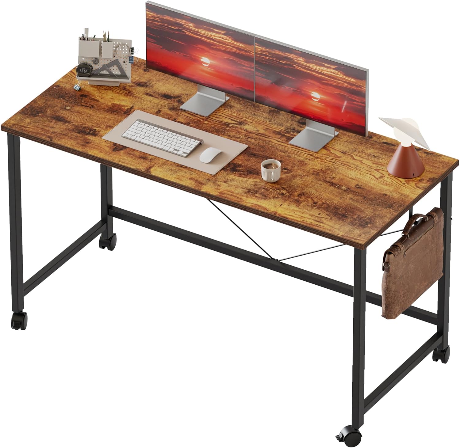 Mericonia Rolling Computer Desk with Wheels for Small Spaces