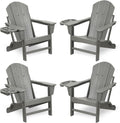 Folding Adirondack Chair Set of 4 - Weather Resistant Outdoor Seating