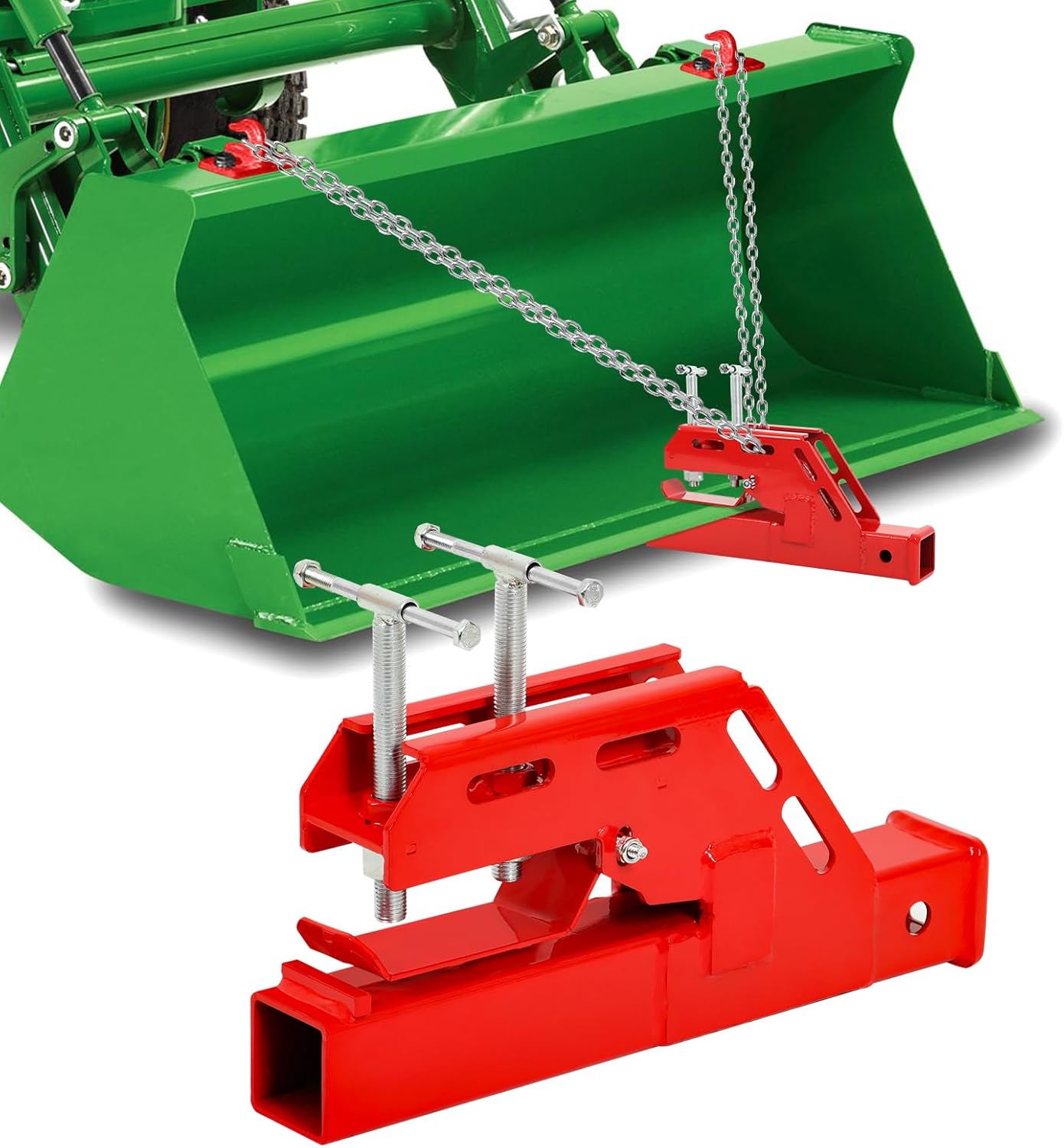 Red Tractor Clamp on 2 Trailer Hitch Receiver Ball Mount Adapter
