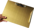 Stainless Steel Magnetic Clipboard with Pen - Gold 9.2 x 12.5 in