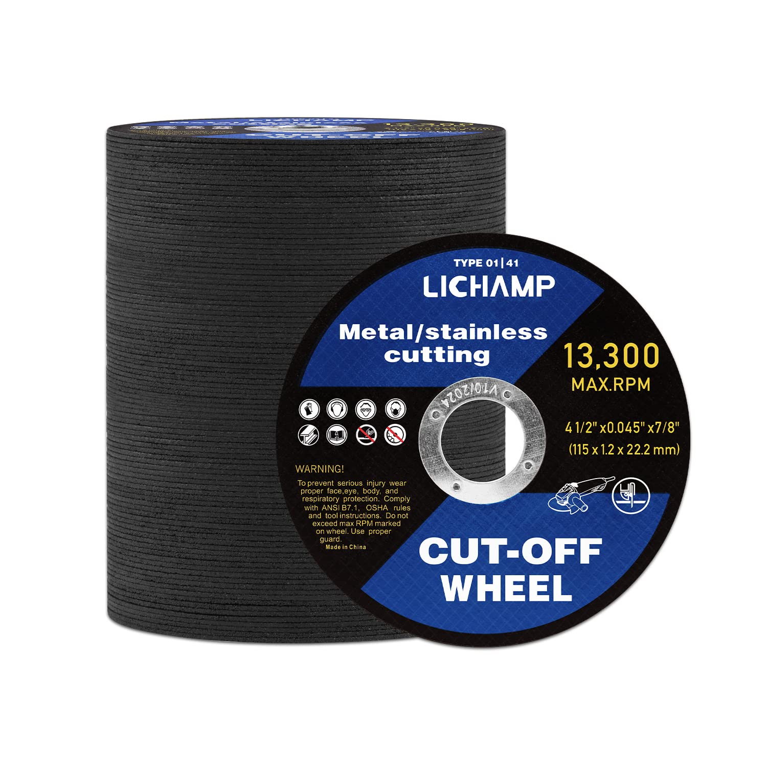 Lichamp 4.5 Metal Cut Off Wheels - 100 Pack for Precise Cutting