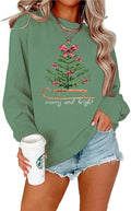 Womens Christmas Sweatshirt with Christmas Tree Graphic - Cozy Holiday