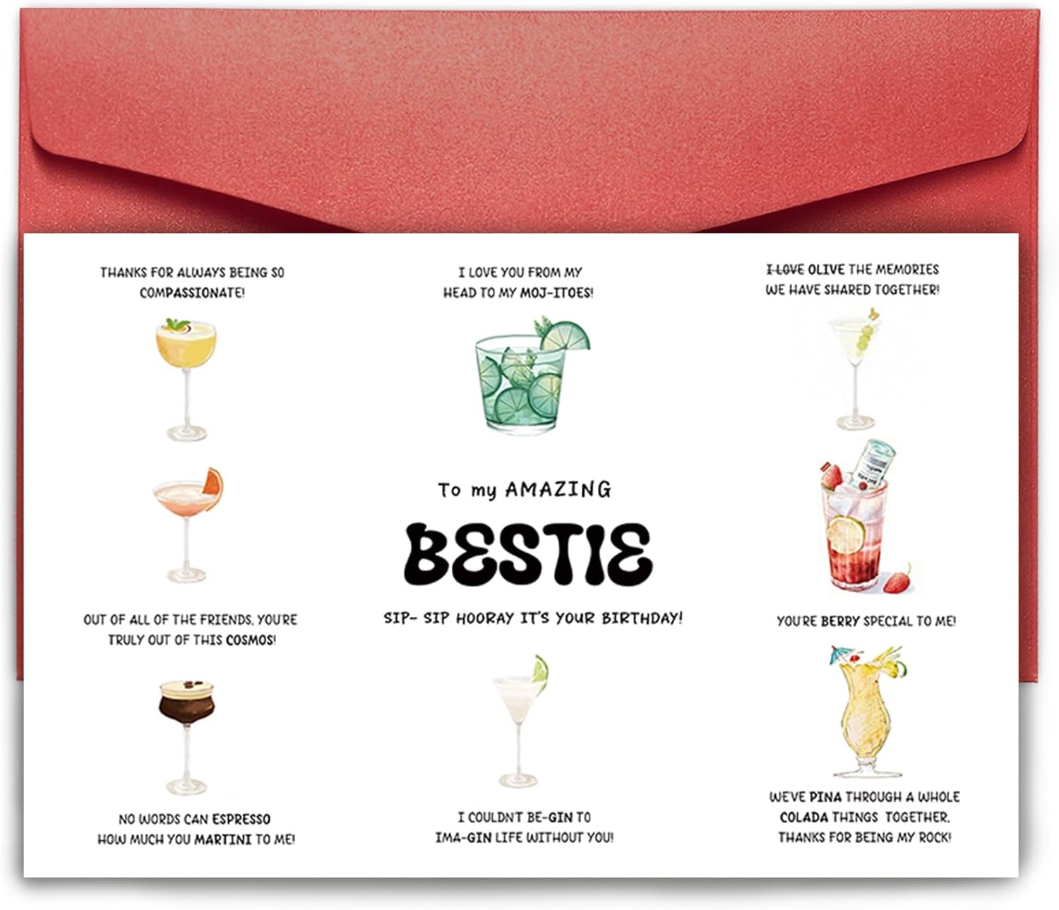 Cheers Bestie: Cocktail Birthday Card