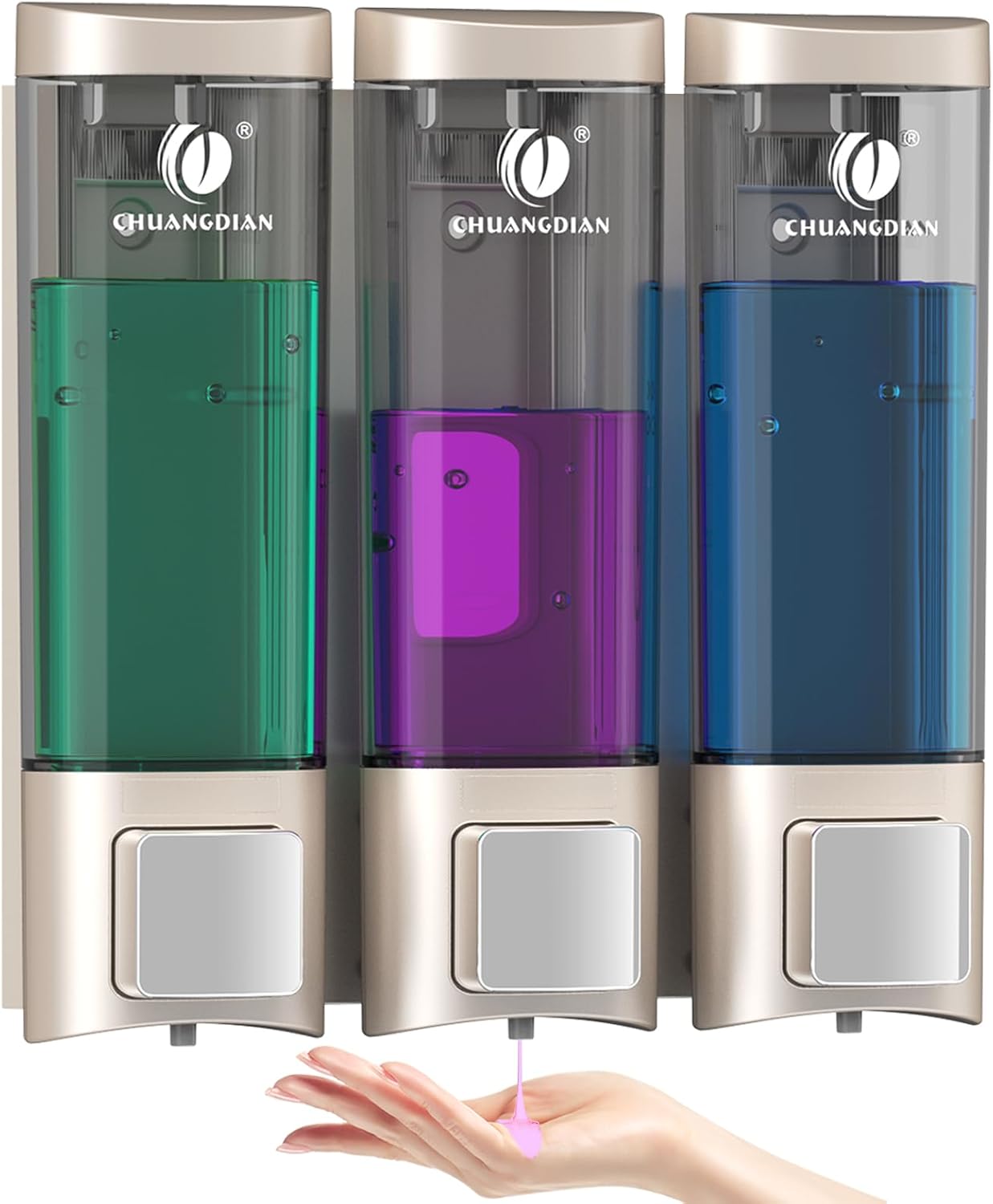 3 Chamber Wall Mounted Shower Soap Dispenser - Easy Installation, 200ml Capacity