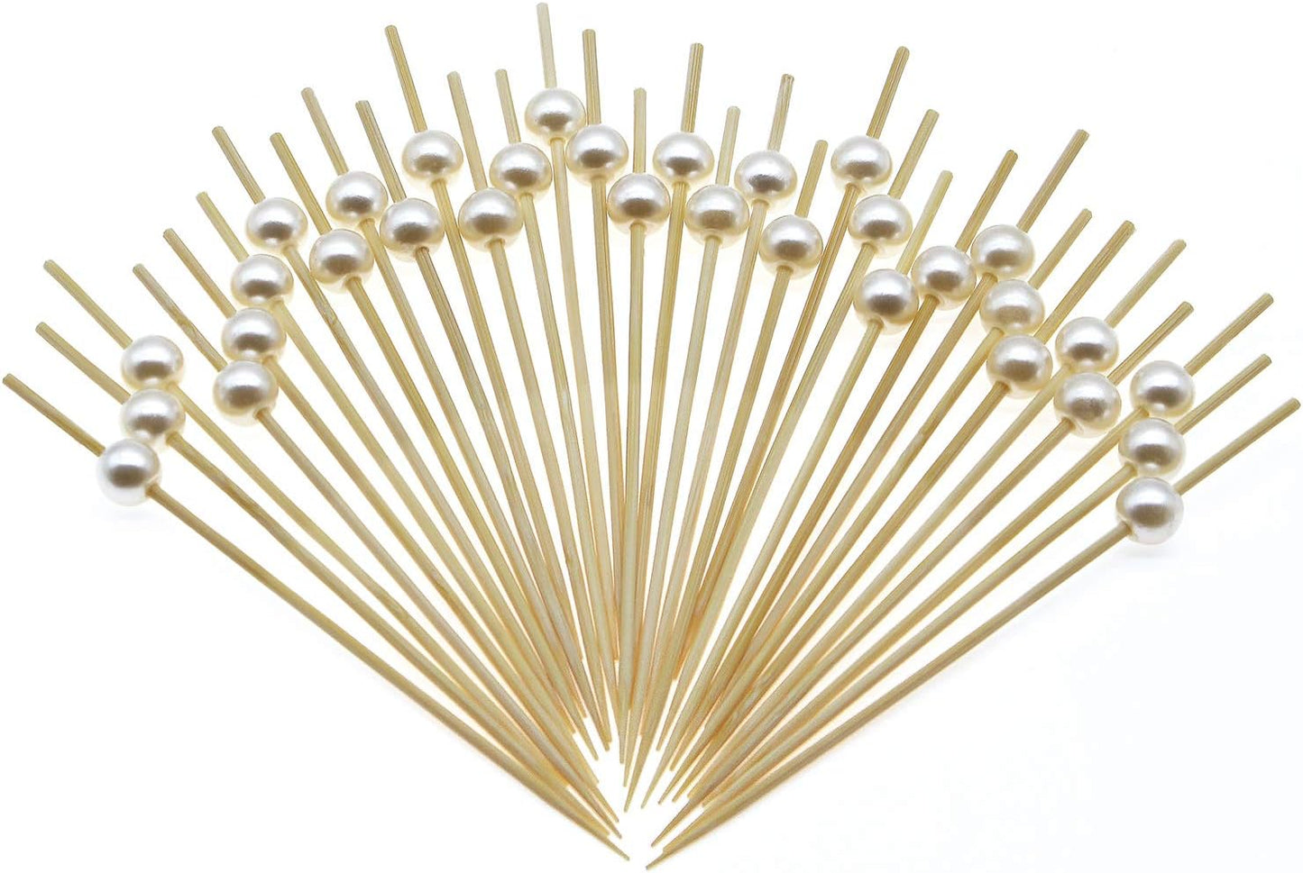100 White Cocktail Picks - Fancy Bamboo Appetizer Toothpicks