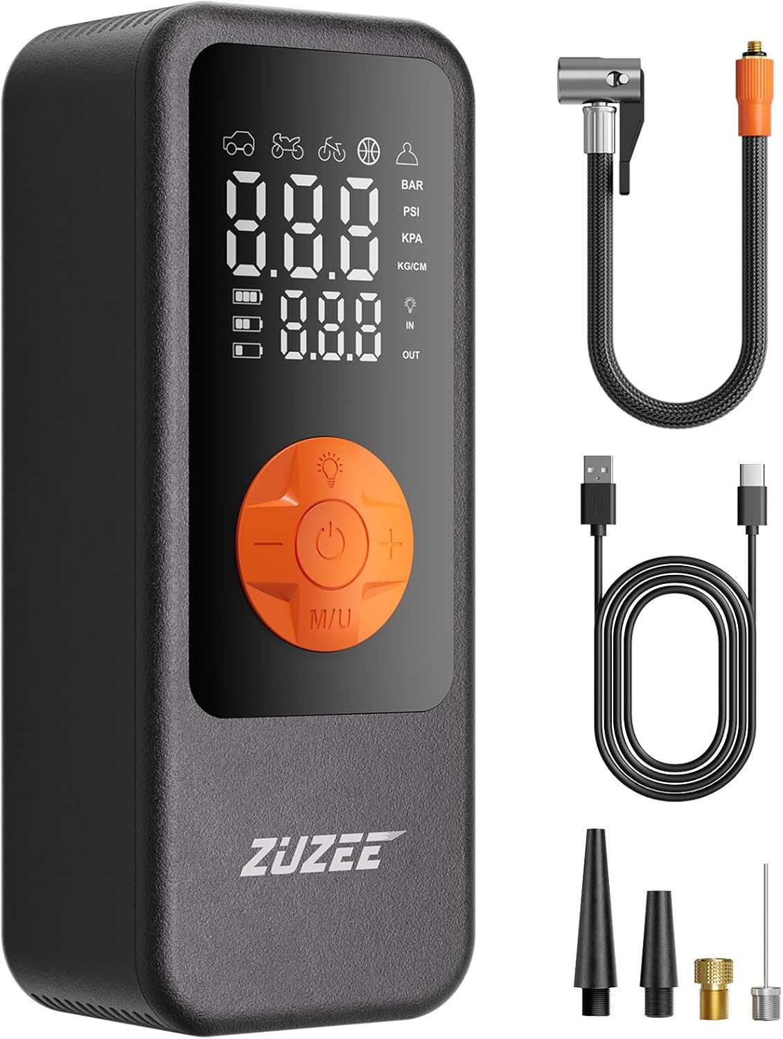 ZUZEE Portable 150PSI Tire Inflator: 4X Faster Inflation!