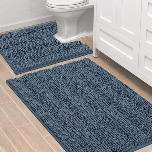 H.VERSAILTEX Bathroom Rug Sets for Soft Non Slip Chenille Comfort