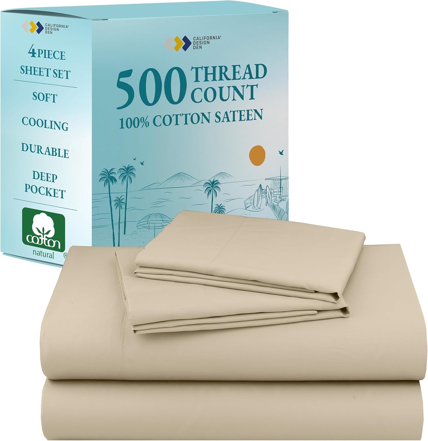 California Design Den King Size Cotton Sheets Set for Comfort