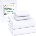 RUVANTI 100% Organic Cotton Percale Sheets Queen Size - Crisp