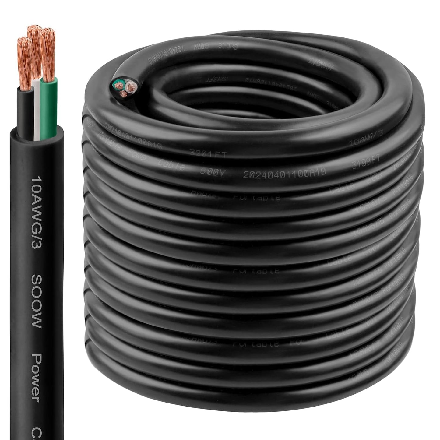 10/3 SOOW Wire 100FT - Heavy-Duty 10 AWG Portable Power Cable