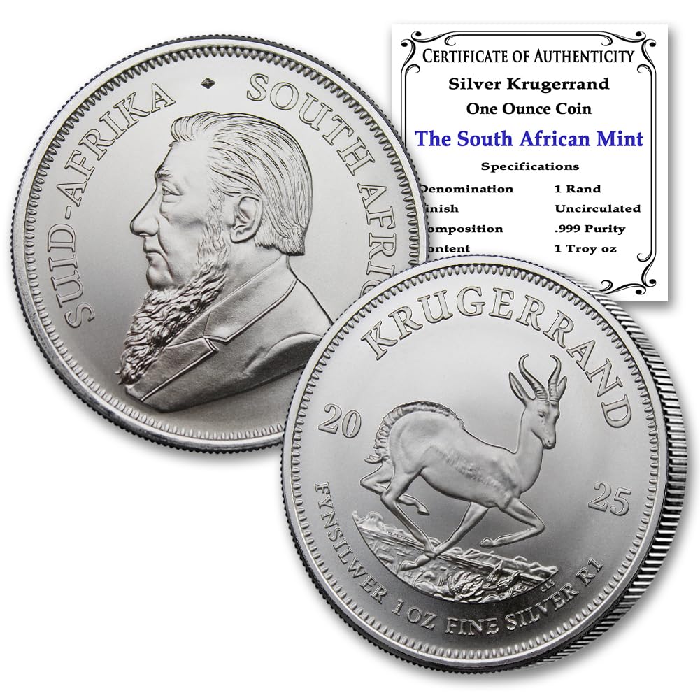 2025 1 oz South African Silver Krugerrand Coin Brilliant Uncirculated