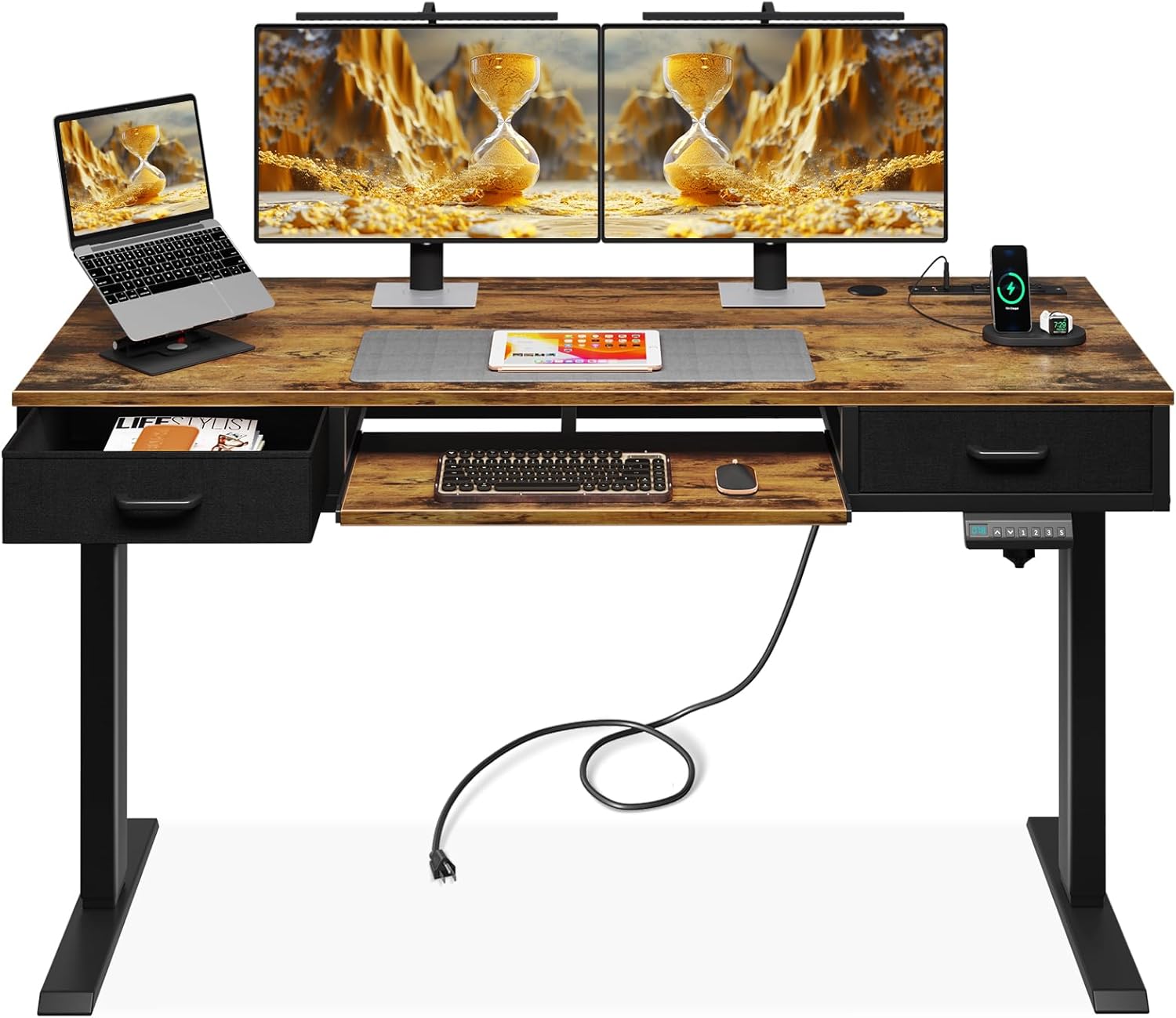 Height Adjustable Standing Desk with Power Outlets