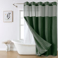 No Hook Shower Curtain and Liner Set - Tufted Striped DarkGreen
