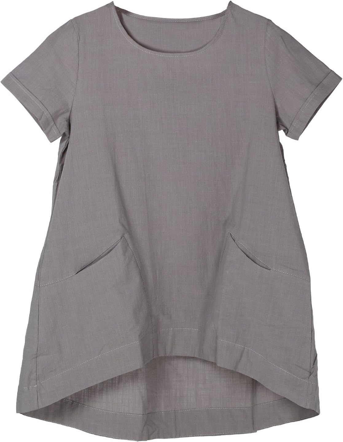 Minibee Women's Cotton Linen Short Sleeve Tunic for Casual Style