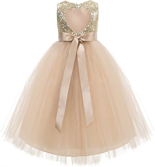 ekidsbridal Heart Cutout Sequin Junior Flower Girl Dress Review