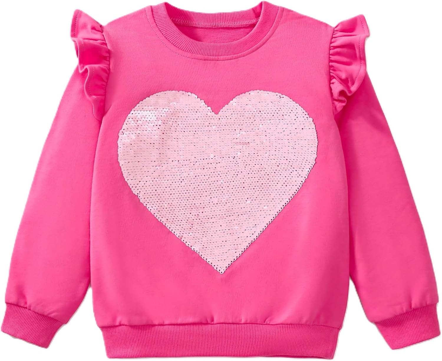 Sequin Heart Ruffle Sweatshirt for Girls by MINDSHELF