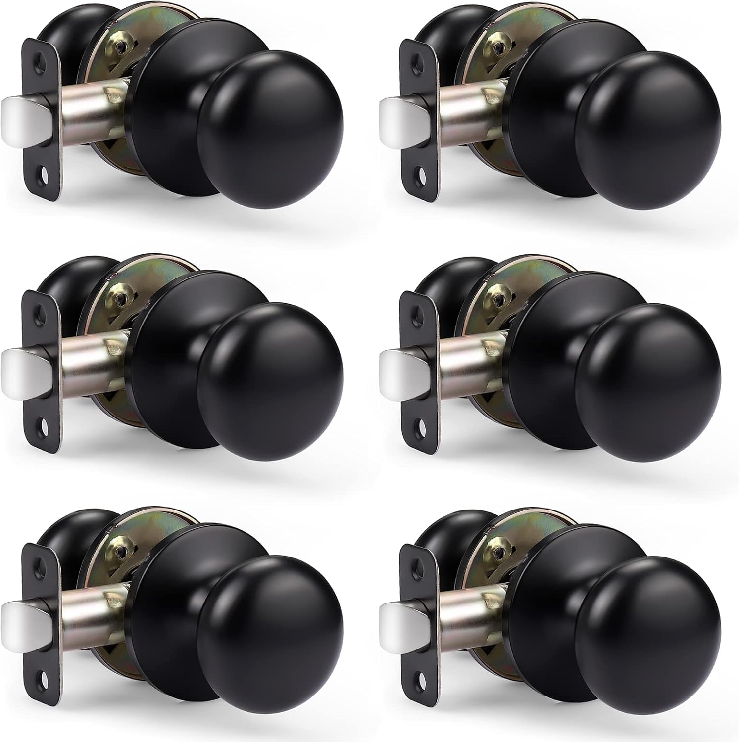 KNOBWELL Passage Door Knobs for Hallway Closet, Matte Black
