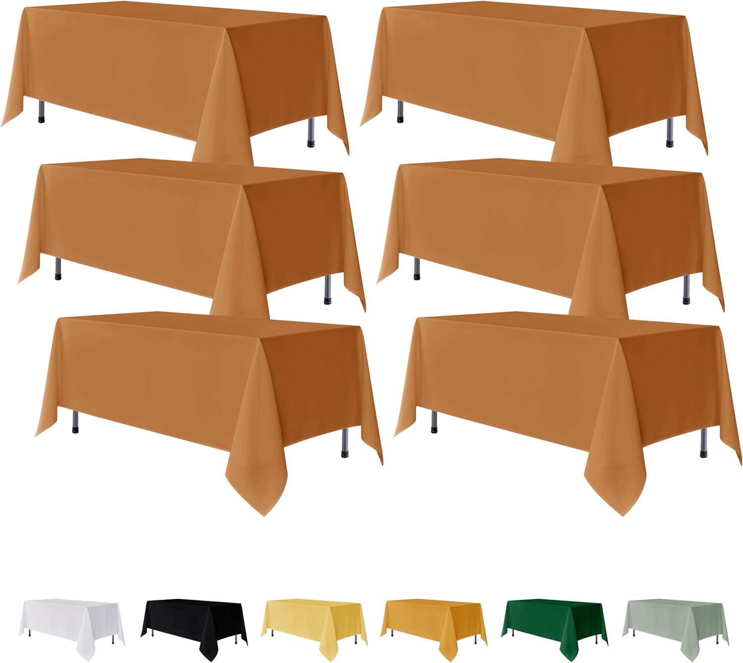 Fitable 6 Pack Bronze Rectangle Table Clothes for Events
