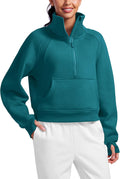 Womens Fleece Lined Half Zip Sweatshirt by CRZ YOGA