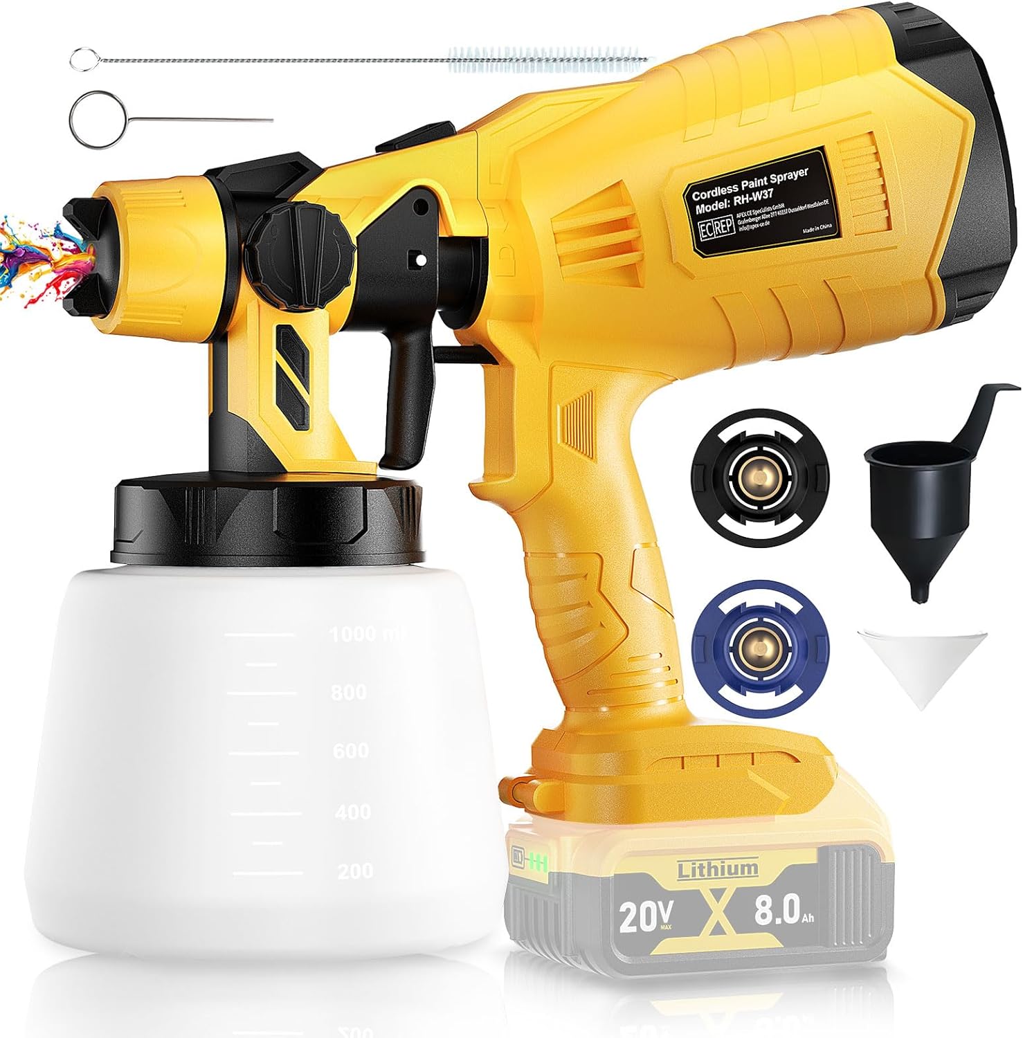 Brushless Cordless Paint Sprayer for Dewalt 20V Battery Use