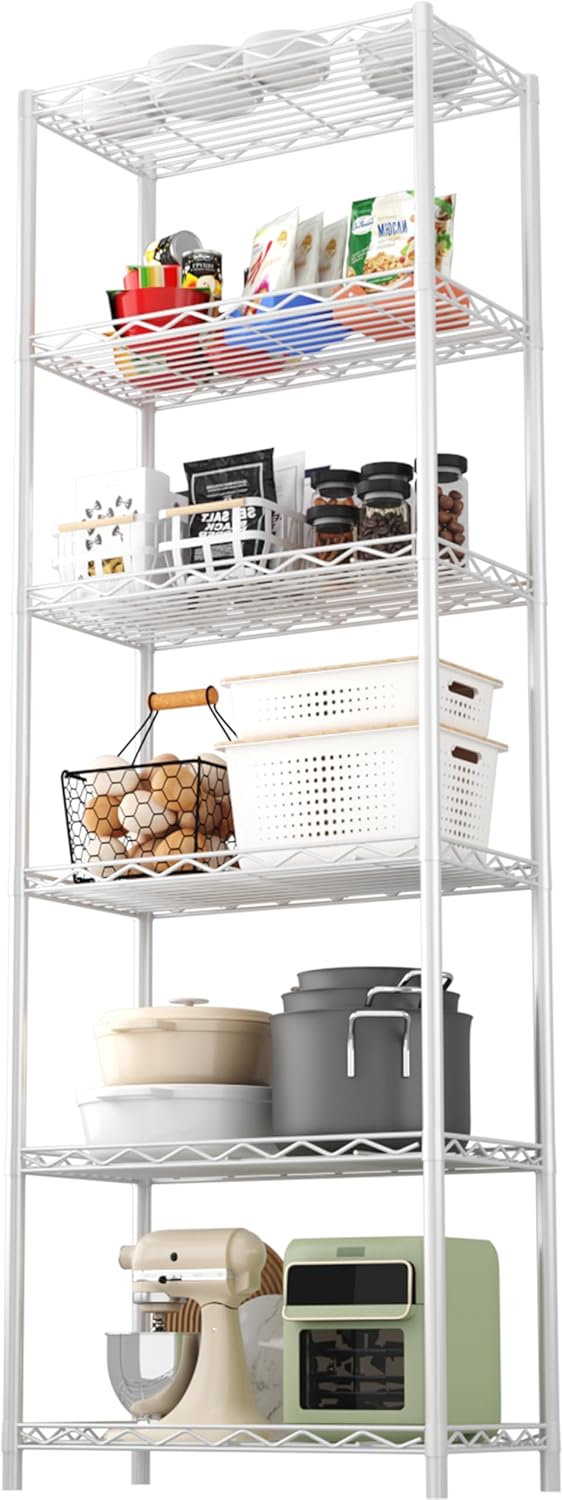 Durable 6-Tier Wire Shelving Unit for Efficient Storage Solutions