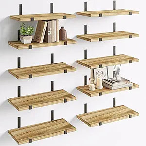 Floating Shelves for Wall - Rustic Wood 10 Pack by Fixwal