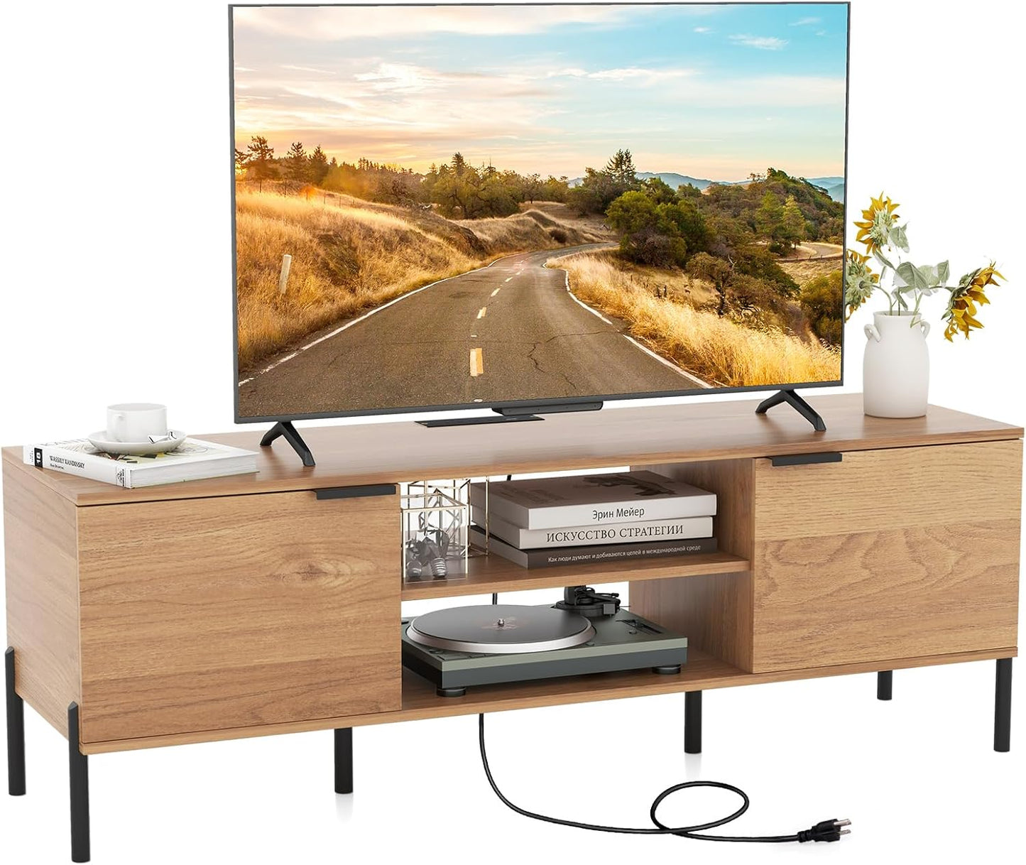 65 TV Stand with Charging Station & Ports