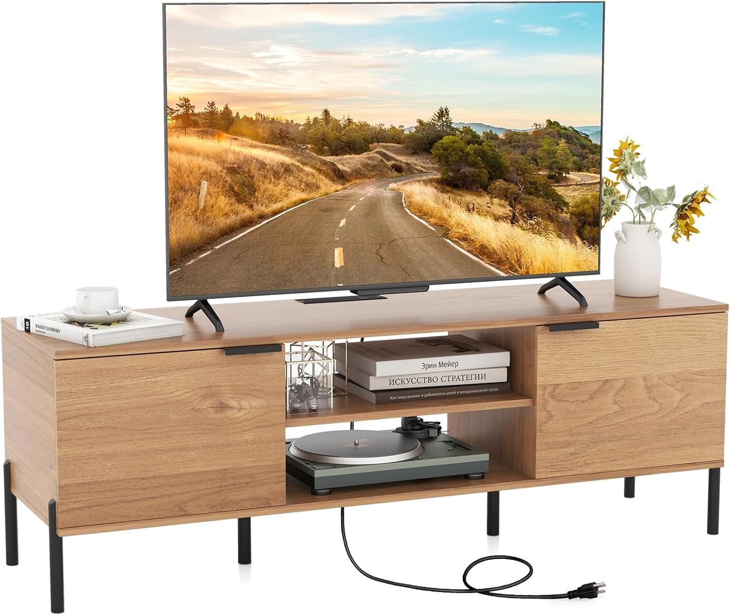 65 TV Stand with Charging Station & Ports