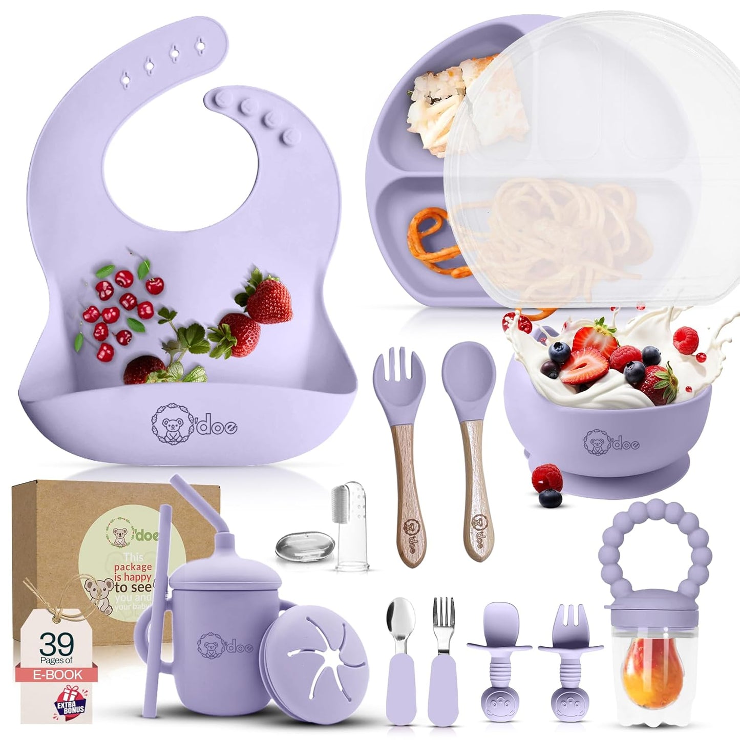 O'doe 17-Piece BPA-Free Silicone Baby Feeding Set for Easy Meals