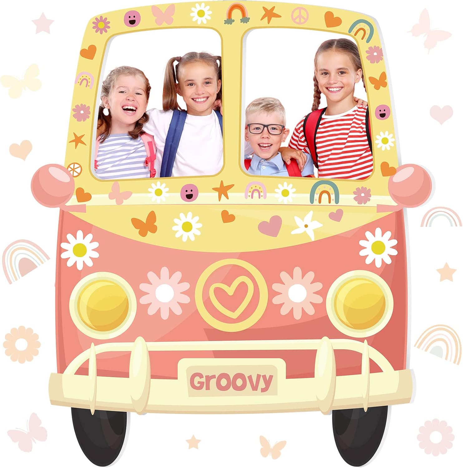 Hippie Bus Photo Booth Prop for Groovy Birthday Celebrations