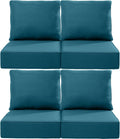 Luxury 24x24x6 Outdoor Chair Cushions Set of 4 - Thick Peacock Blue