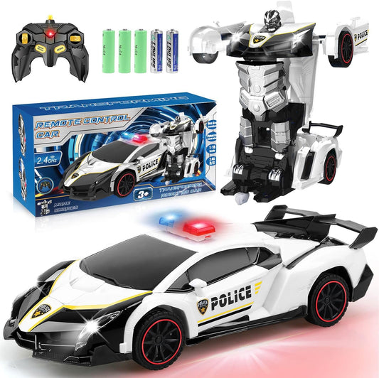 Dolanus Transforming Police RC Car - Robot Toy for Boys