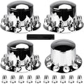 Rear Axle Wheel Cover 33mm Screw-on Lug Nut Cover - Chrome 4 Pack