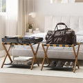 Bamboo Folding Luggage Rack for Guest Room - Stylish Space Saver