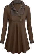 Women's Casual Swing Sweatshirt Tunic - Zip Lapel A-Line Fit