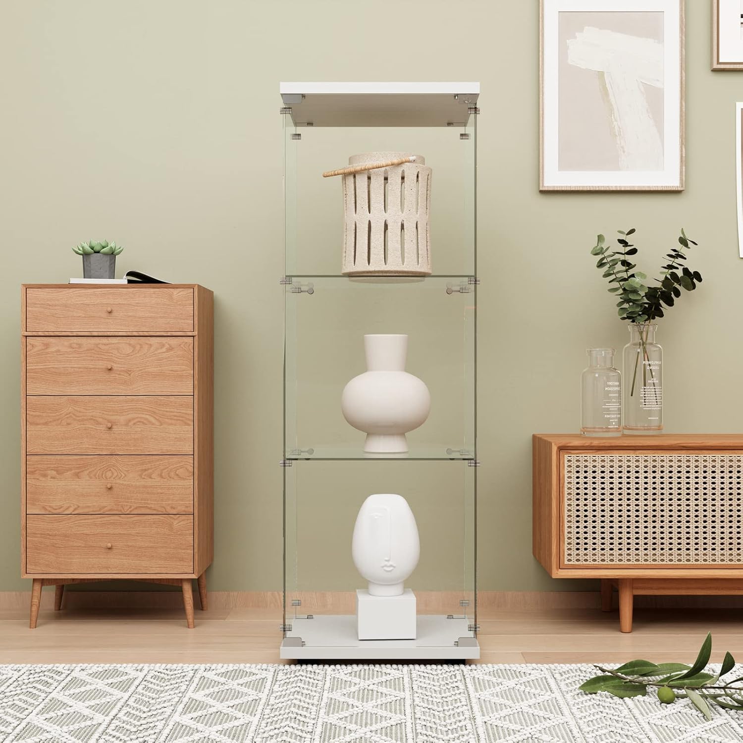 LFT HUIMEI2Y Glass Display Cabinet with Lock for Home Use