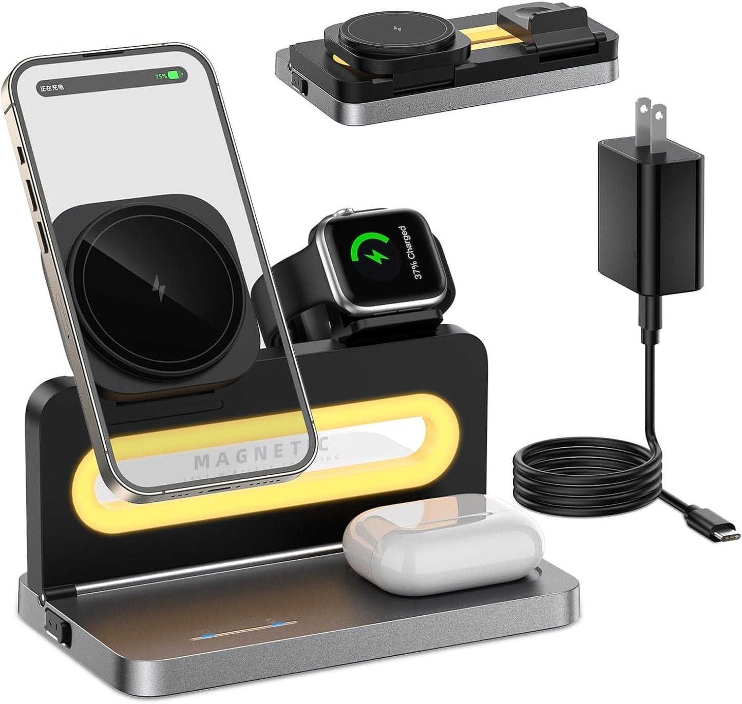 3-in-1 Wireless Charging Station - SOLOCARBOY: Charge Multiple Devices Easily