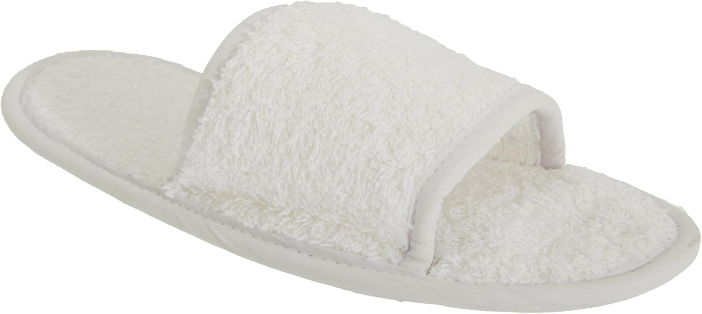 Cozy Open Toe Slippers: Towel City Comfort (Size 13.5 US, White)