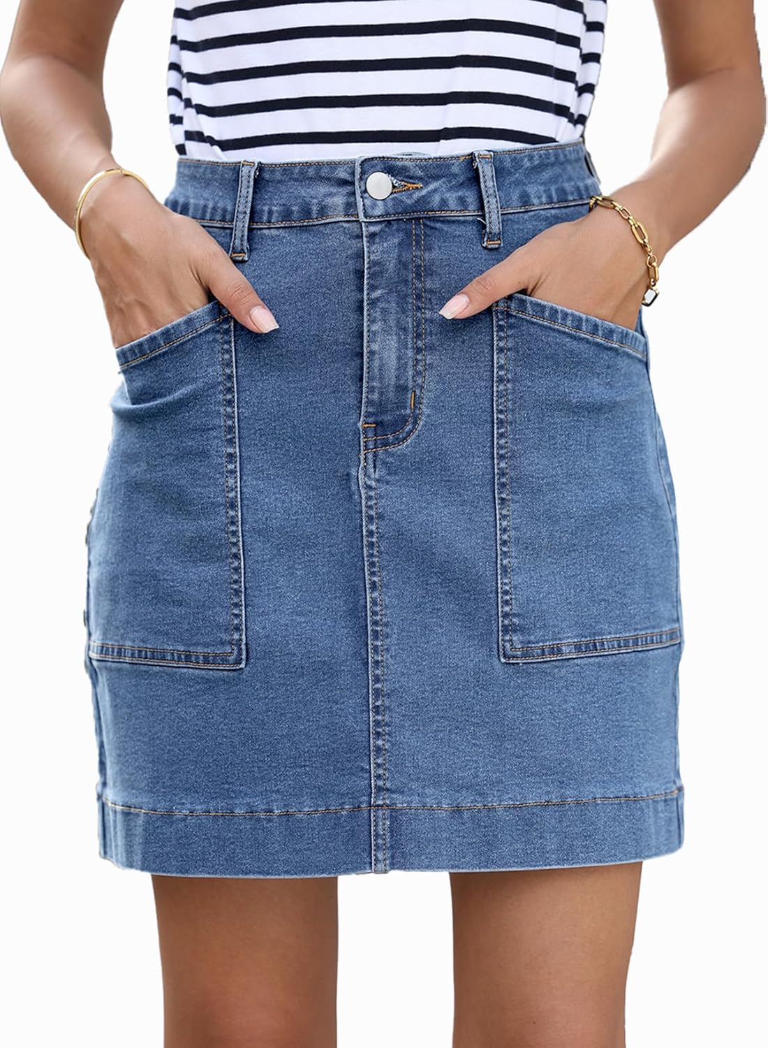 High Waisted Jean Skirt for Women - Casual Summer Denim Style