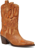 Metallic Cowboy Boots for Women Mid Calf Low Heel Pointed Toe Mid-Calf